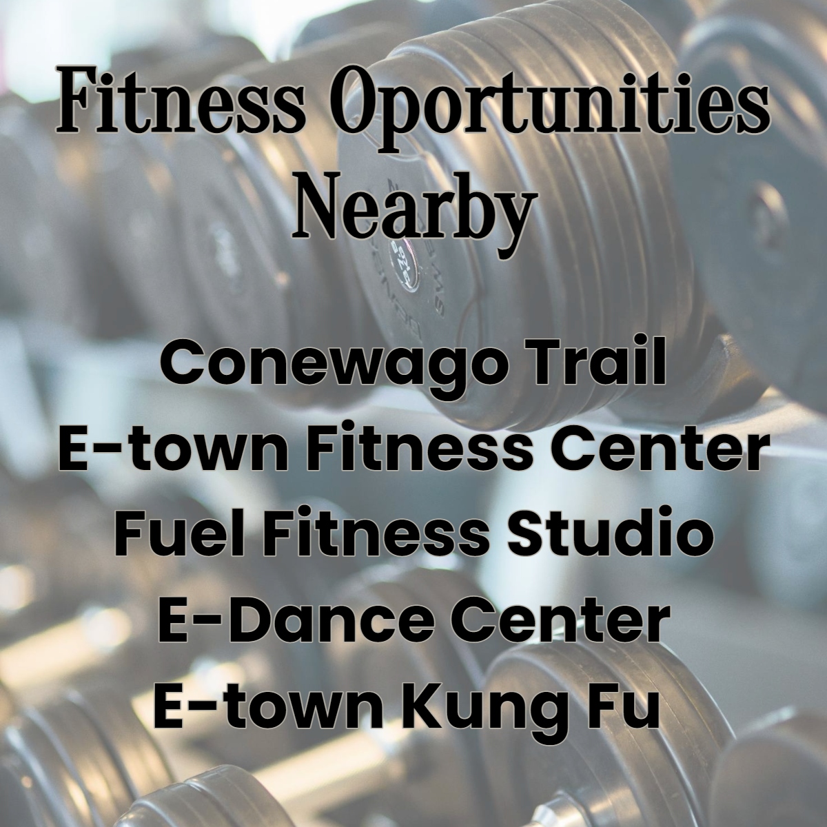 Fitness opportunities nearby