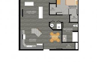 1-bedroom floor plan