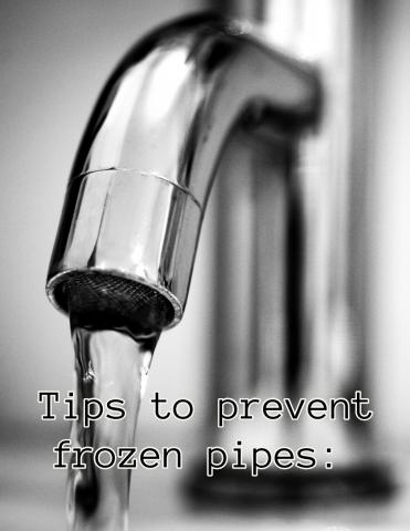 faucet with water flowing out with text 